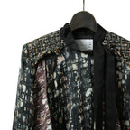 sacai サカイ / 21AW 美品 Tweed Pullover ツイードプルオーバー ブラウス / 長袖シャツ / 21-05737 / size 2 (BLACK x GREEN)