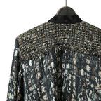 sacai サカイ / 21AW 美品 Tweed Pullover ツイードプルオーバー ブラウス / 長袖シャツ / 21-05737 / size 2 (BLACK x GREEN)