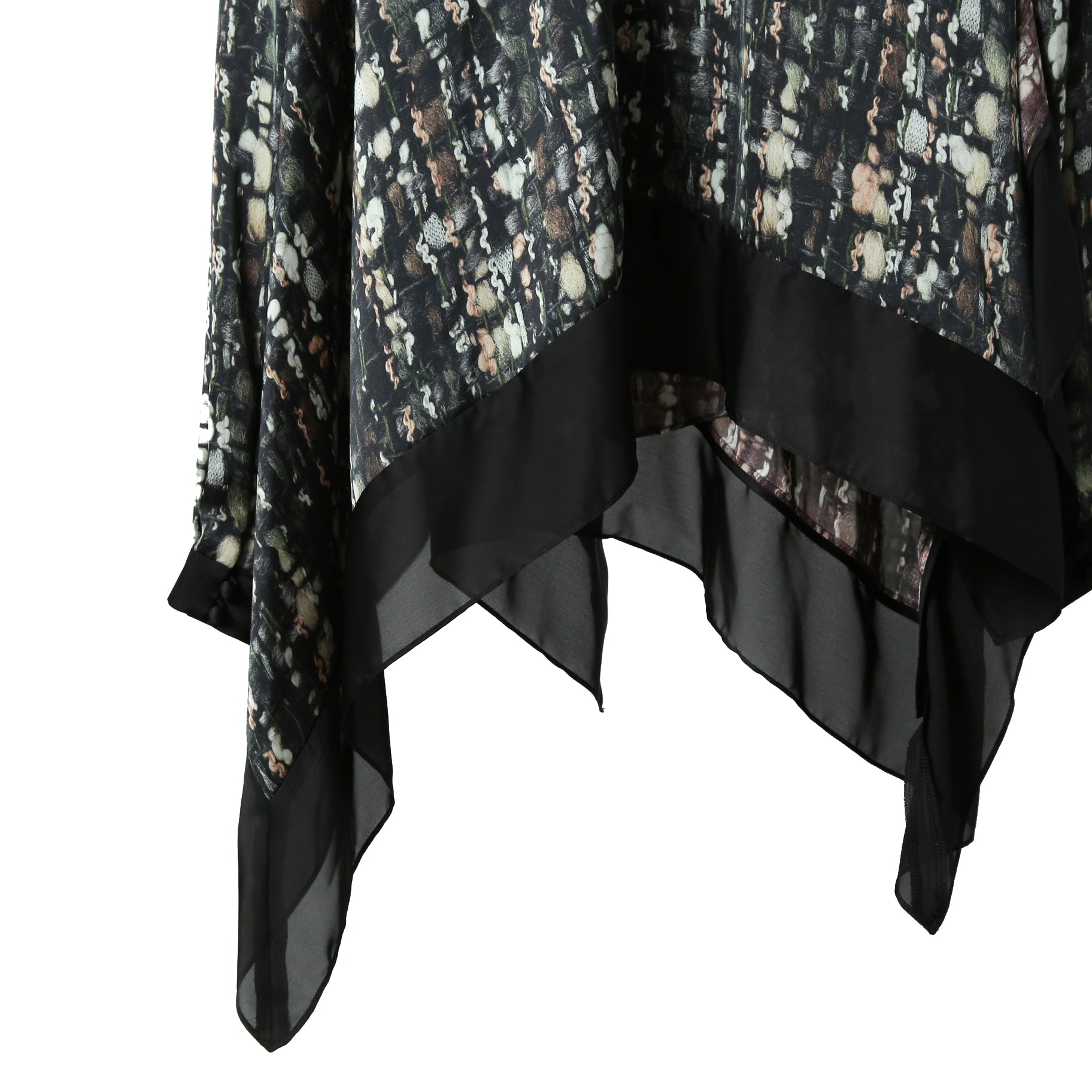 sacai サカイ / 21AW 美品 Tweed Pullover ツイードプルオーバー ブラウス / 長袖シャツ / 21-05737 / size 2 (BLACK x GREEN)