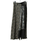 sacai サカイ / 21AW 美品 Tweed Maxi Skirt ラップデザイン ツイード ロングスカート / 21-05741 / size 1 (BLACK x GREEN)