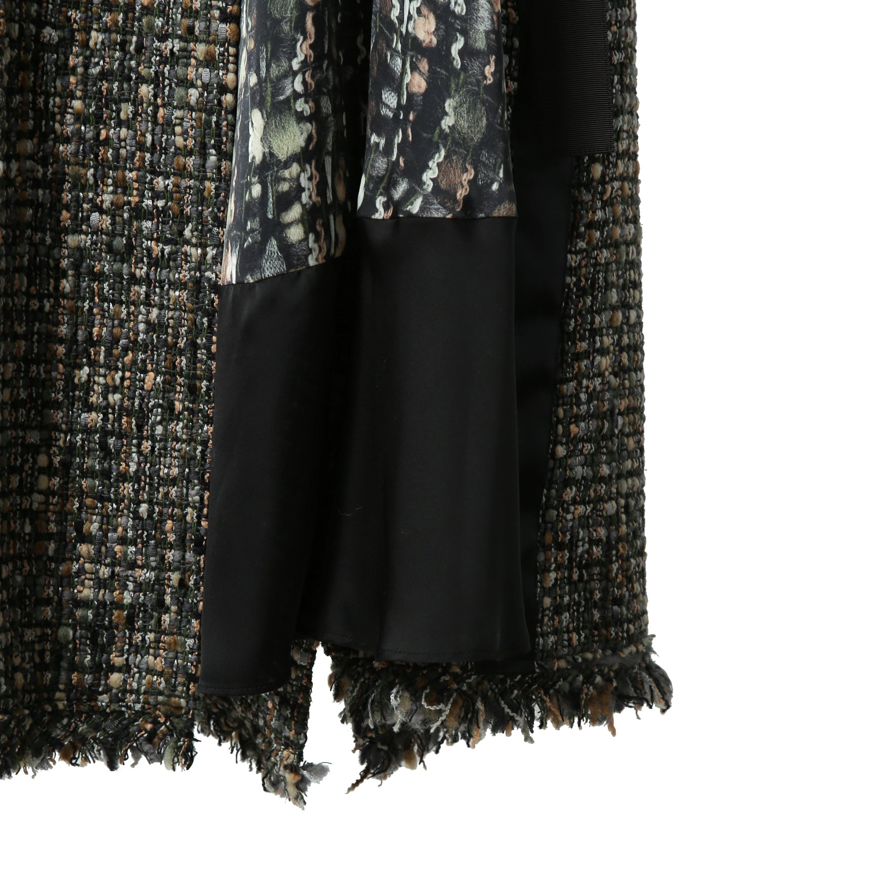 sacai サカイ / 21AW 美品 Tweed Maxi Skirt ラップデザイン ツイード ロングスカート / 21-05741 / size 1 (BLACK x GREEN)