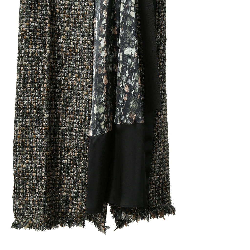 sacai サカイ / 21AW 美品 Tweed Maxi Skirt ラップデザイン ツイード ロングスカート / 21-05741 / size 1 (BLACK x GREEN)