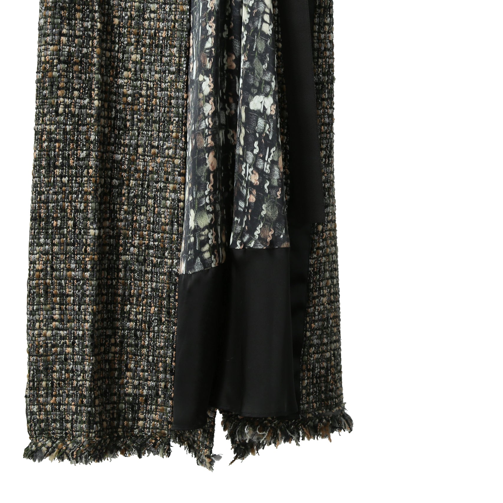 sacai サカイ / 21AW 美品 Tweed Maxi Skirt ラップデザイン ツイード ロングスカート / 21-05741 / size 1 (BLACK x GREEN)