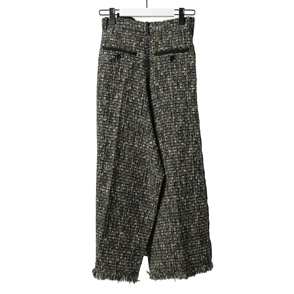 sacai サカイ / 21AW 美品 Tweed Maxi Skirt ラップデザイン ツイード ロングスカート / 21-05741 / size 1 (BLACK x GREEN)