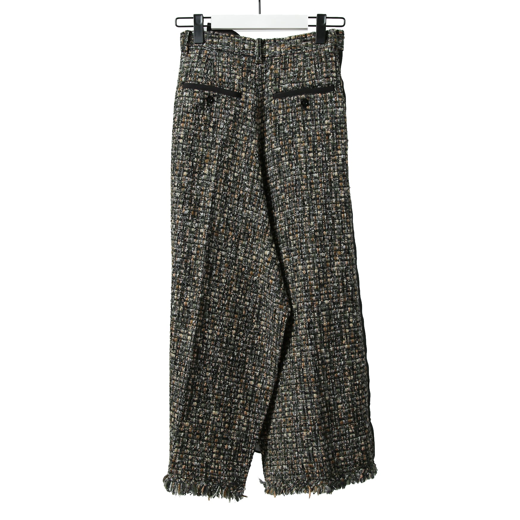 sacai サカイ / 21AW 美品 Tweed Maxi Skirt ラップデザイン ツイード ロングスカート / 21-05741 / size 1 (BLACK x GREEN)