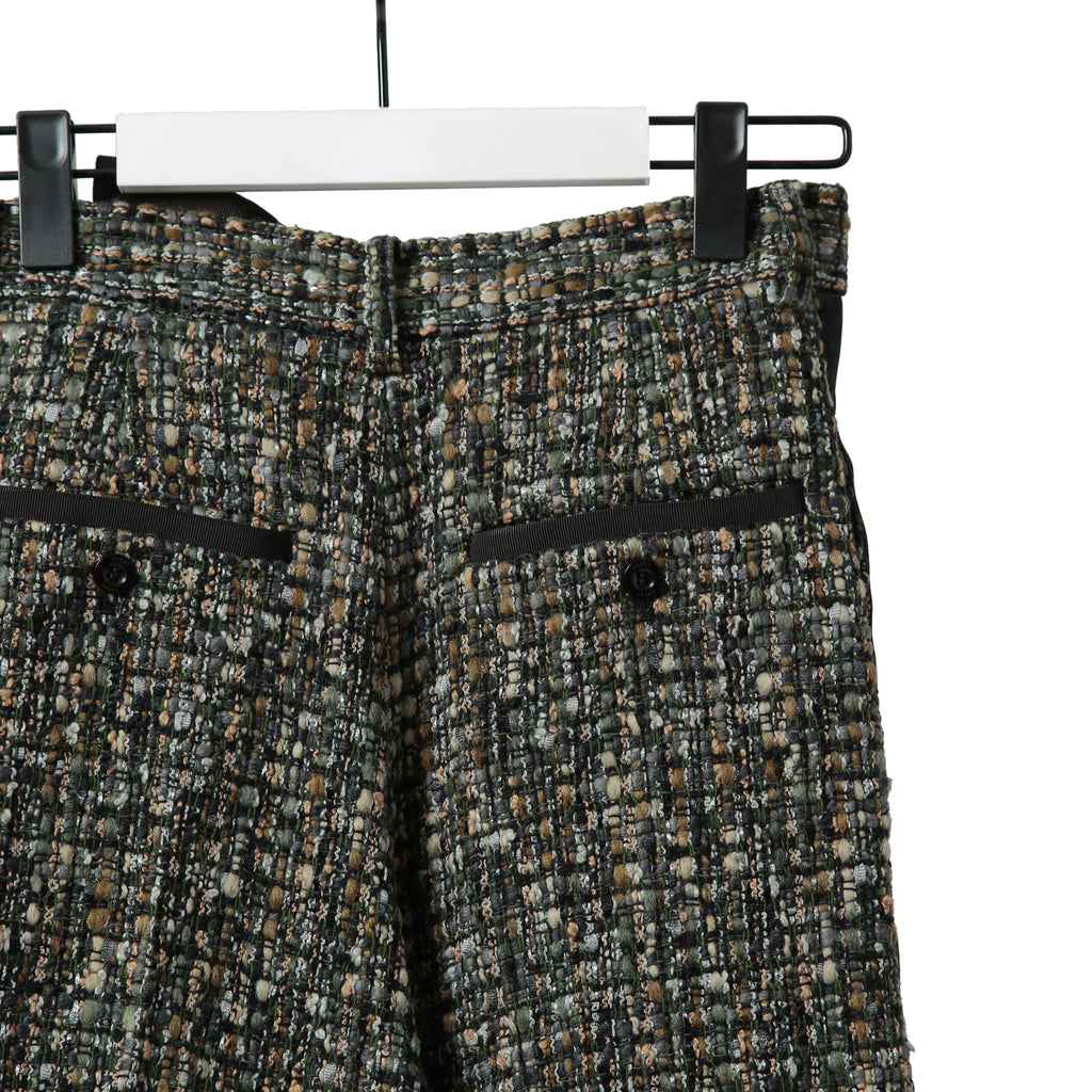 sacai サカイ / 21AW 美品 Tweed Maxi Skirt ラップデザイン ツイード ロングスカート / 21-05741 / size 1 (BLACK x GREEN)