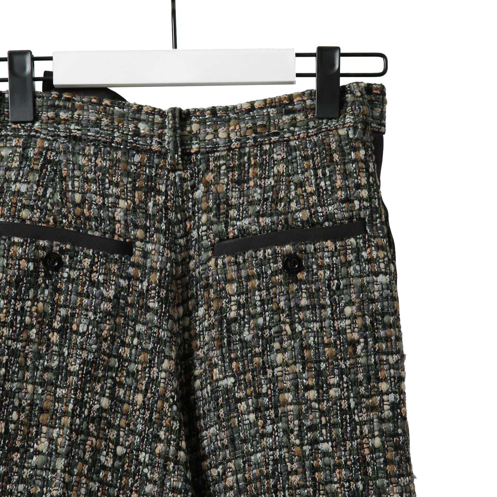 sacai サカイ / 21AW 美品 Tweed Maxi Skirt ラップデザイン ツイード ロングスカート / 21-05741 / size 1 (BLACK x GREEN)