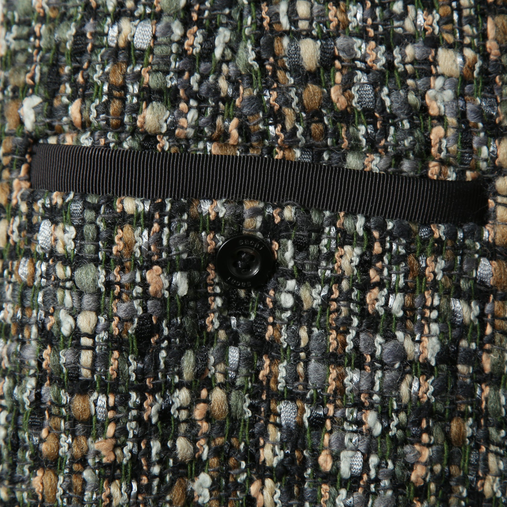 sacai サカイ / 21AW 美品 Tweed Maxi Skirt ラップデザイン ツイード ロングスカート / 21-05741 / size 1 (BLACK x GREEN)