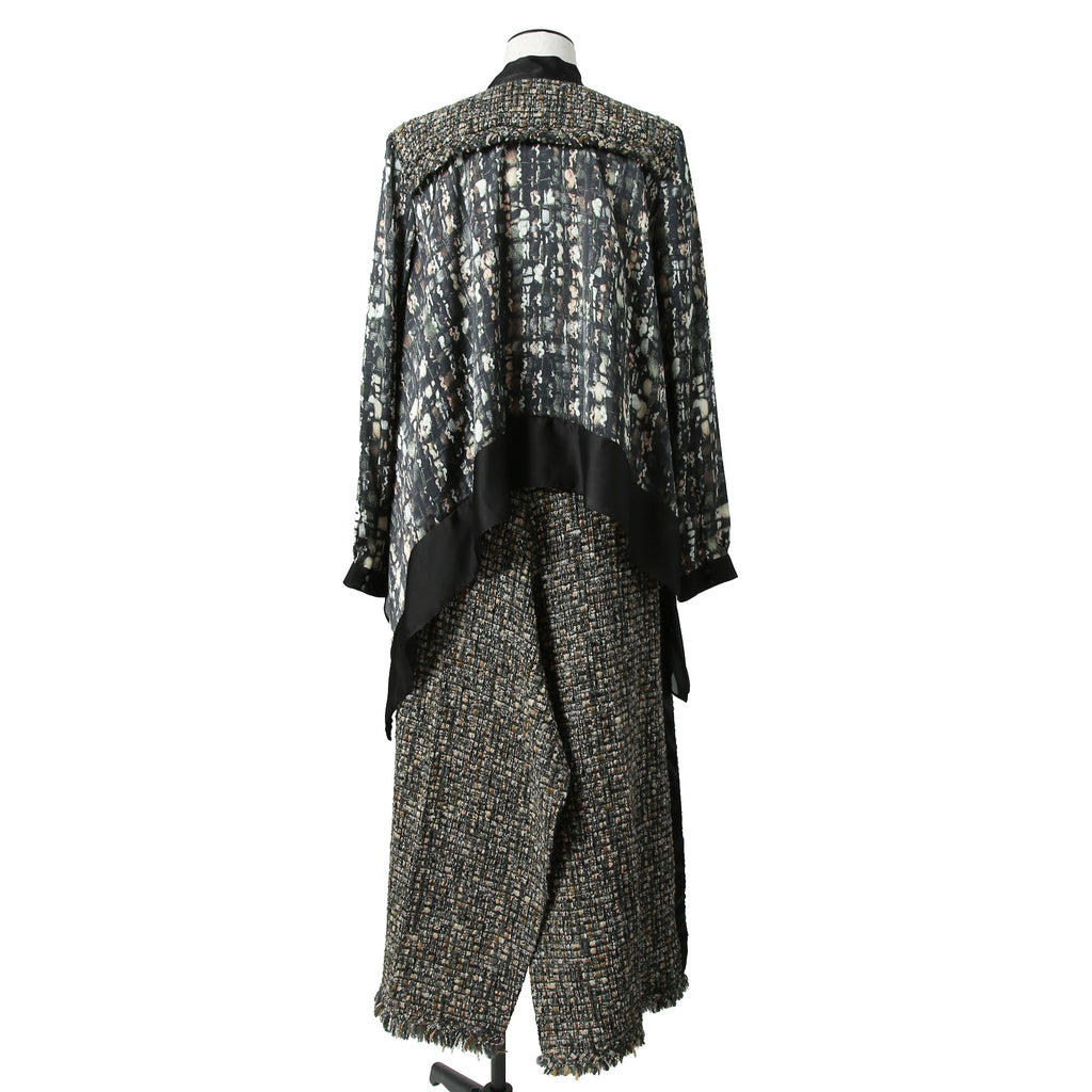 sacai サカイ / 21AW 美品 Tweed Maxi Skirt ラップデザイン ツイード ロングスカート / 21-05741 / size 1 (BLACK x GREEN)