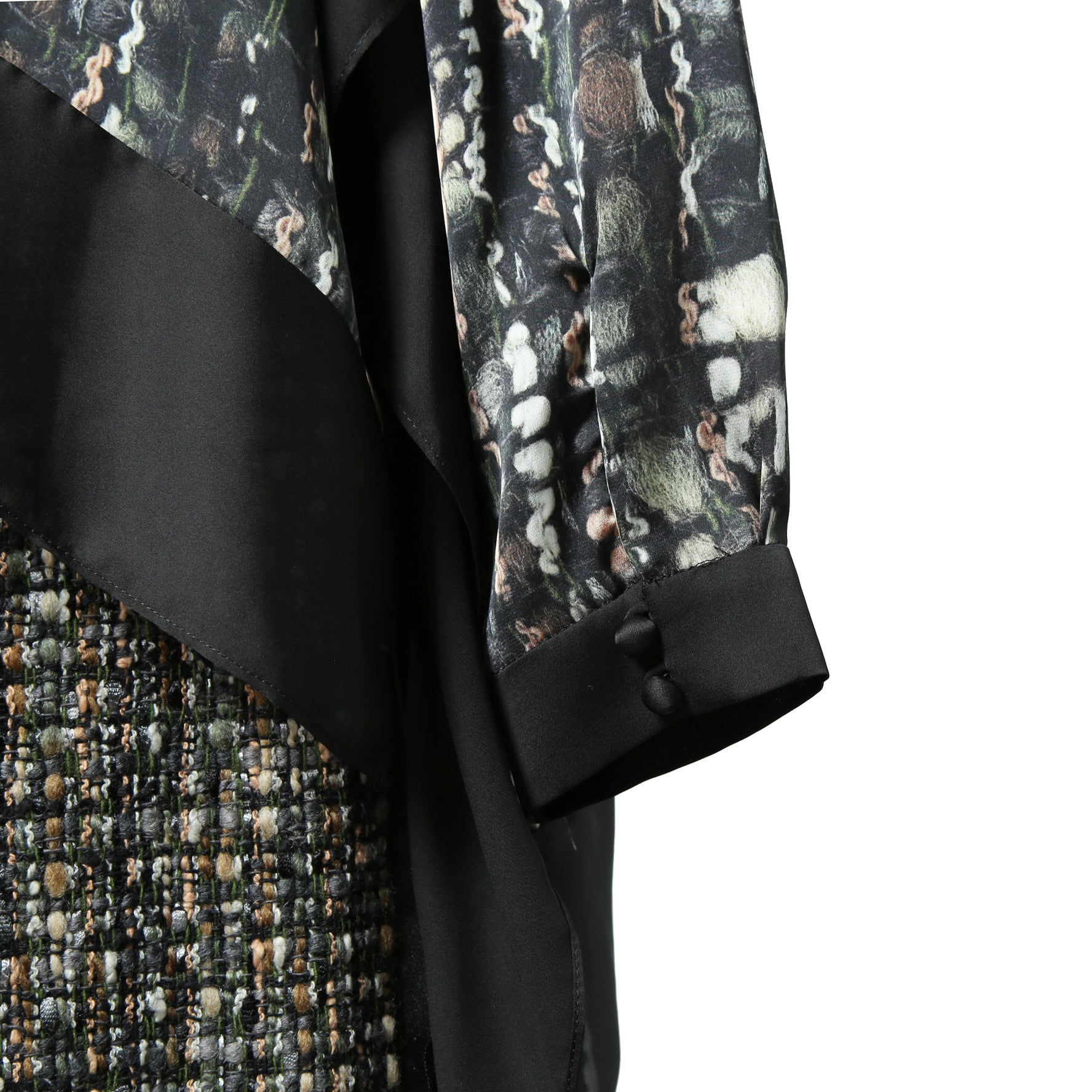 sacai サカイ / 21AW 美品 Tweed Pullover ツイードプルオーバー ブラウス / 長袖シャツ / 21-05737 / size 2 (BLACK x GREEN)
