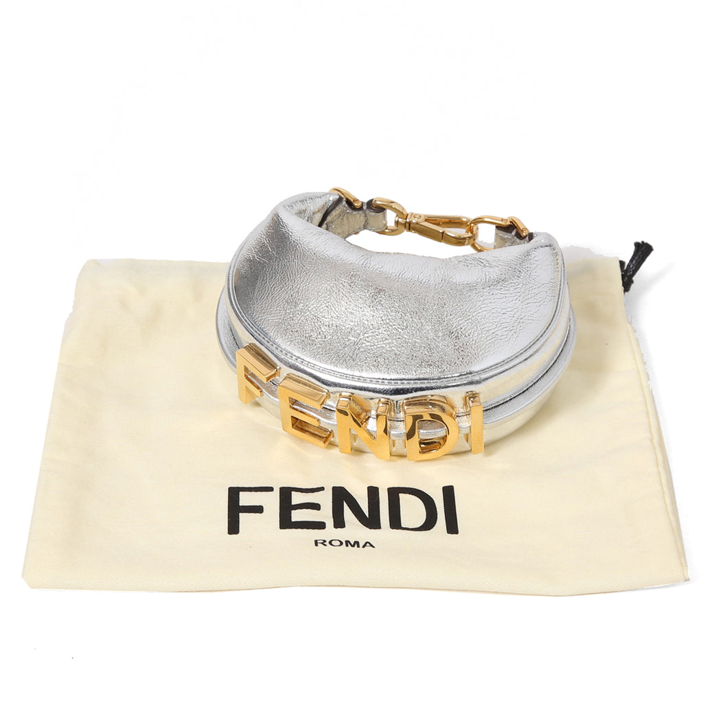 FENDI フェンディ / 22SS 美品 ナノ フェンディグラフィ ホーボーバッグ / (SILVER)