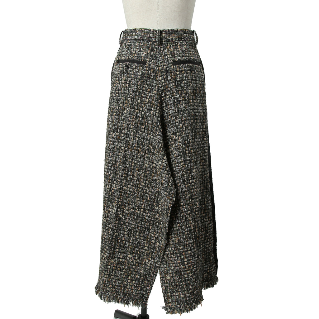 sacai サカイ / 21AW 美品 Tweed Maxi Skirt ラップデザイン ツイード ロングスカート / 21-05741 / size 1 (BLACK x GREEN)