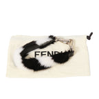 FENDI フェンディ / 美品 MINI STRAP YOU / ミンクファー  /レザー / バッグストラップ/ハンドル (BLACK x WHITE)