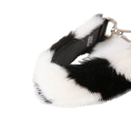 FENDI フェンディ / 美品 MINI STRAP YOU / ミンクファー  /レザー / バッグストラップ/ハンドル (BLACK x WHITE)