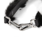 FENDI フェンディ / 美品 MINI STRAP YOU / ミンクファー  /レザー / バッグストラップ/ハンドル (BLACK x WHITE)