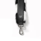 FENDI フェンディ / 美品 MINI STRAP YOU / ミンクファー  /レザー / バッグストラップ/ハンドル (BLACK x WHITE)