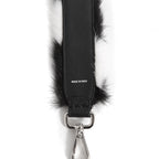 FENDI フェンディ / 美品 MINI STRAP YOU / ミンクファー  /レザー / バッグストラップ/ハンドル (BLACK x WHITE)