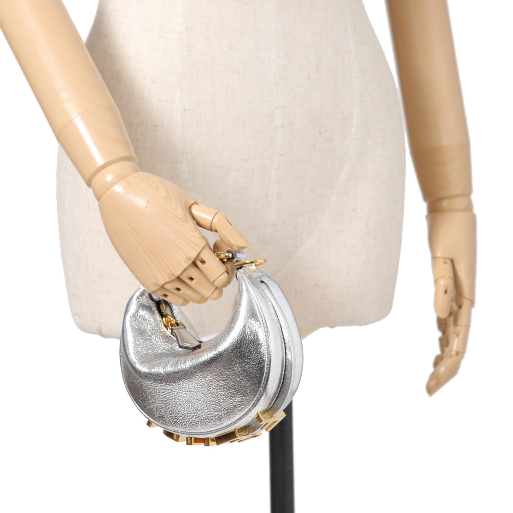 FENDI フェンディ / 22SS 美品 ナノ フェンディグラフィ ホーボーバッグ / (SILVER)