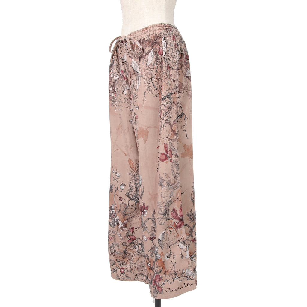 Christian Dior クリスチャン ディオール / 23SS  美品 花柄パラッツォパンツ / ワイド クロップド / 312P23A3570 / size FR34 IT38 (XS-S) PINK BEIGE