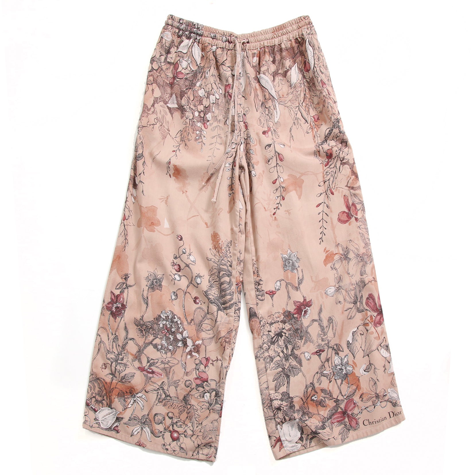 Christian Dior クリスチャン ディオール / 23SS  美品 花柄パラッツォパンツ / ワイド クロップド / 312P23A3570 / size FR34 IT38 (XS-S) PINK BEIGE