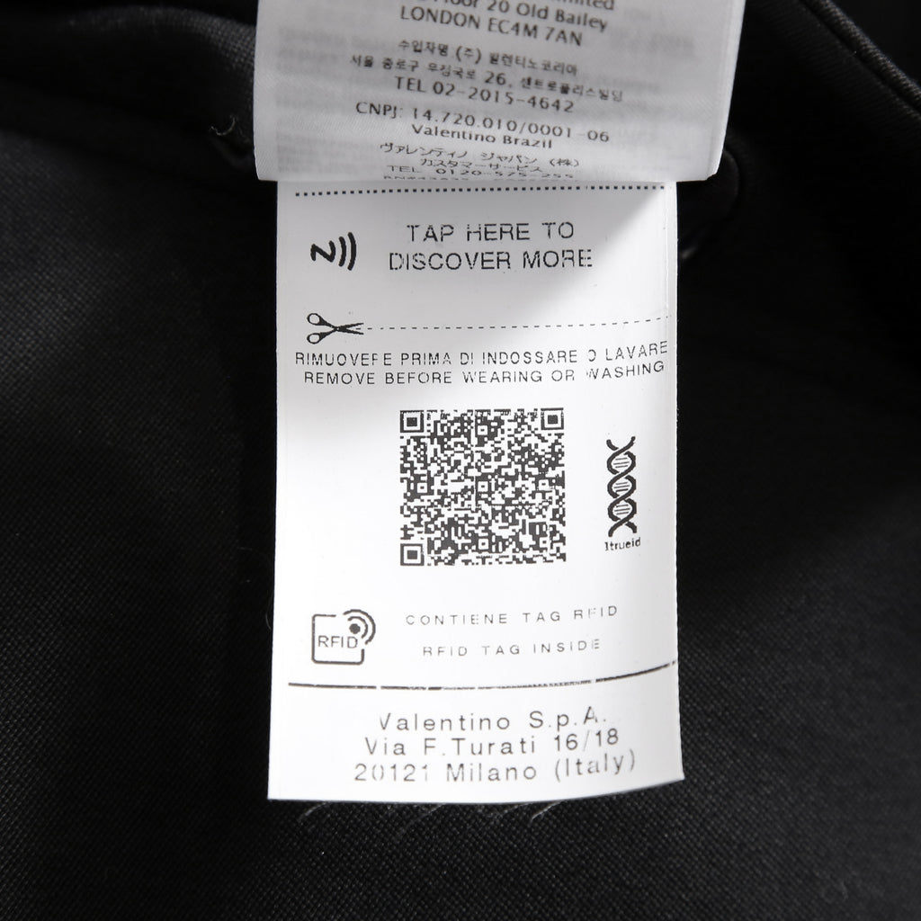 VALENTINO ヴァレンティノ / 現行モデル シングル ブレスト テーラード ジャケット / Vロゴ モノグラム 裏地 / ウール ブレザー /  XV3CED40804 598 / size 46 (BLACK)