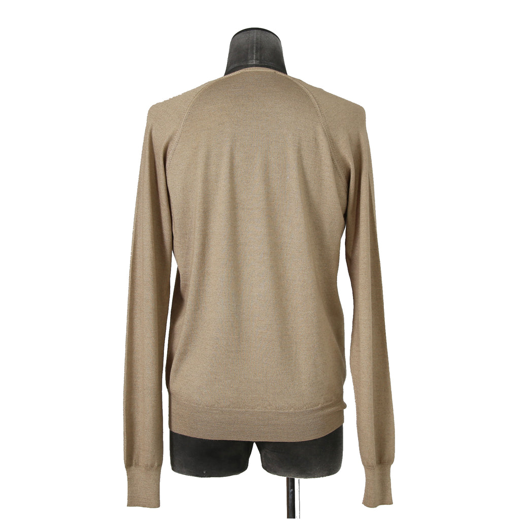 PRADA プラダ / 美品 ウールシルク / Vネック  セーター / 長袖 / size 50 (L) BEIGE