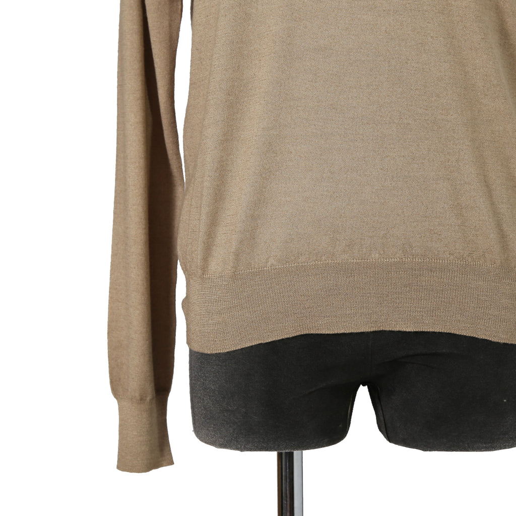 PRADA プラダ / 美品 ウールシルク / Vネック  セーター / 長袖 / size 50 (L) BEIGE