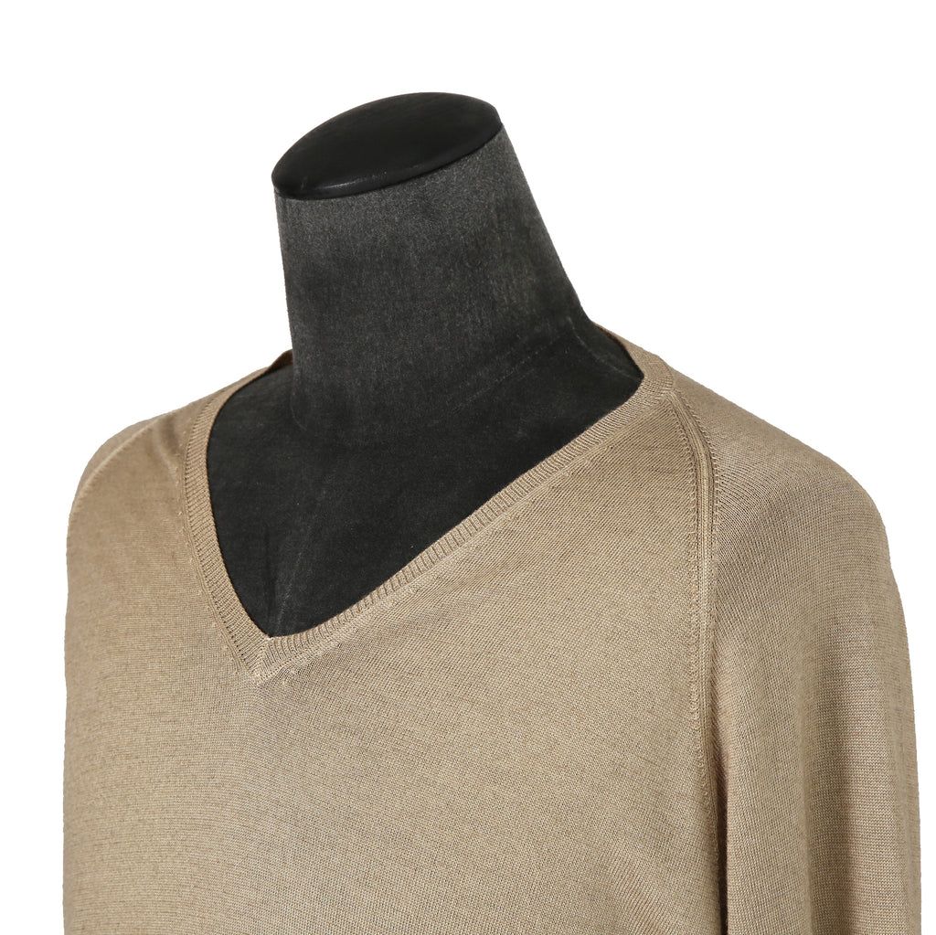 PRADA プラダ / 美品 ウールシルク / Vネック  セーター / 長袖 / size 50 (L) BEIGE