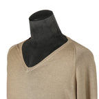 PRADA プラダ / 美品 ウールシルク / Vネック  セーター / 長袖 / size 50 (L) BEIGE