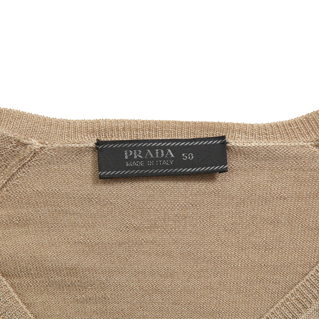 PRADA プラダ / 美品 ウールシルク / Vネック  セーター / 長袖 / size 50 (L) BEIGE