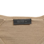PRADA プラダ / 美品 ウールシルク / Vネック  セーター / 長袖 / size 50 (L) BEIGE