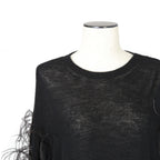 VALENTINO GARAVANI ヴァレンティノ / 美品 ウールカシミア フェザー スリーブ 長袖ニット / QB2KC090435 / size MS (BLACK)