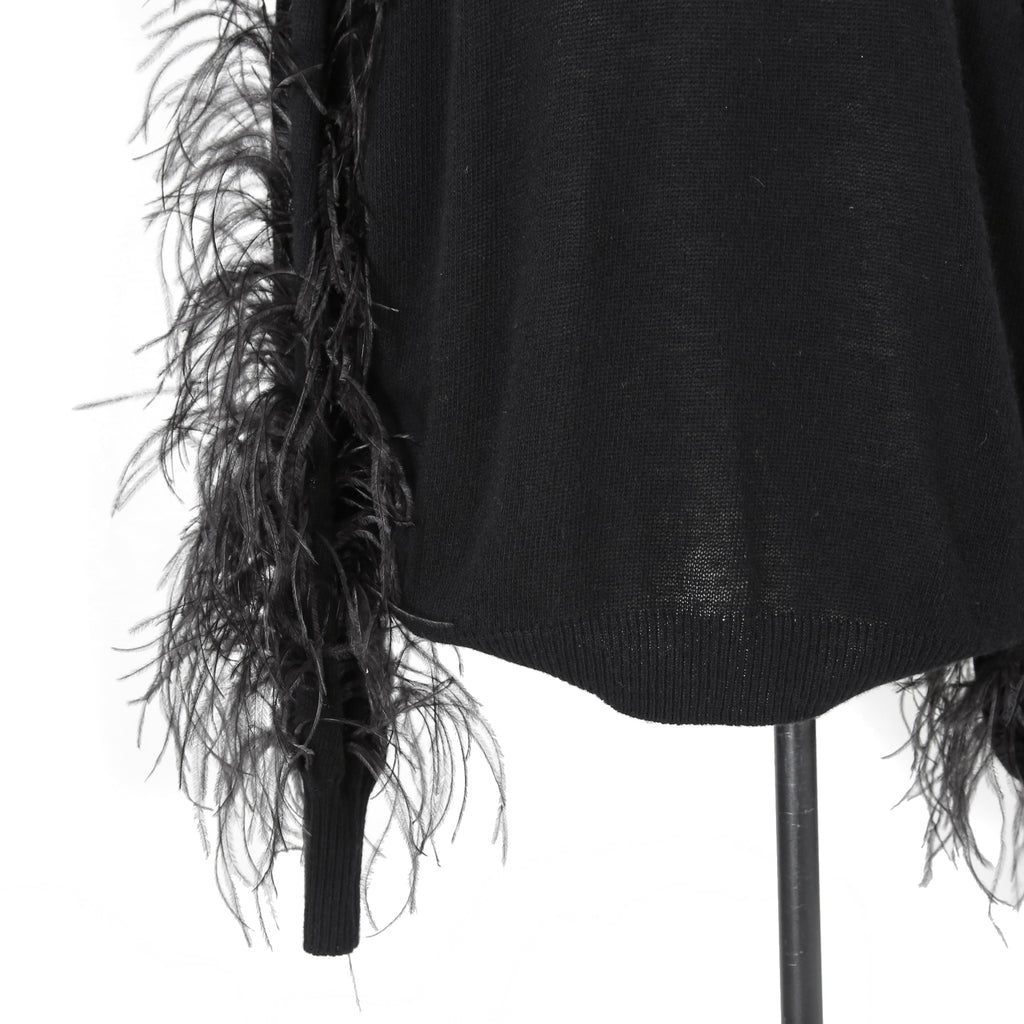 VALENTINO GARAVANI ヴァレンティノ / 美品 ウールカシミア フェザー スリーブ 長袖ニット / QB2KC090435 / size MS (BLACK)