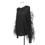 VALENTINO GARAVANI ヴァレンティノ / 美品 ウールカシミア フェザー スリーブ 長袖ニット / QB2KC090435 / size MS (BLACK)