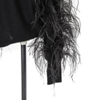 VALENTINO GARAVANI ヴァレンティノ / 美品 ウールカシミア フェザー スリーブ 長袖ニット / QB2KC090435 / size MS (BLACK)