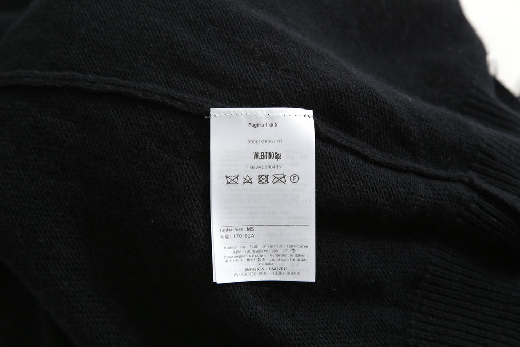 VALENTINO GARAVANI ヴァレンティノ / 美品 ウールカシミア フェザー スリーブ 長袖ニット / QB2KC090435 / size MS (BLACK)