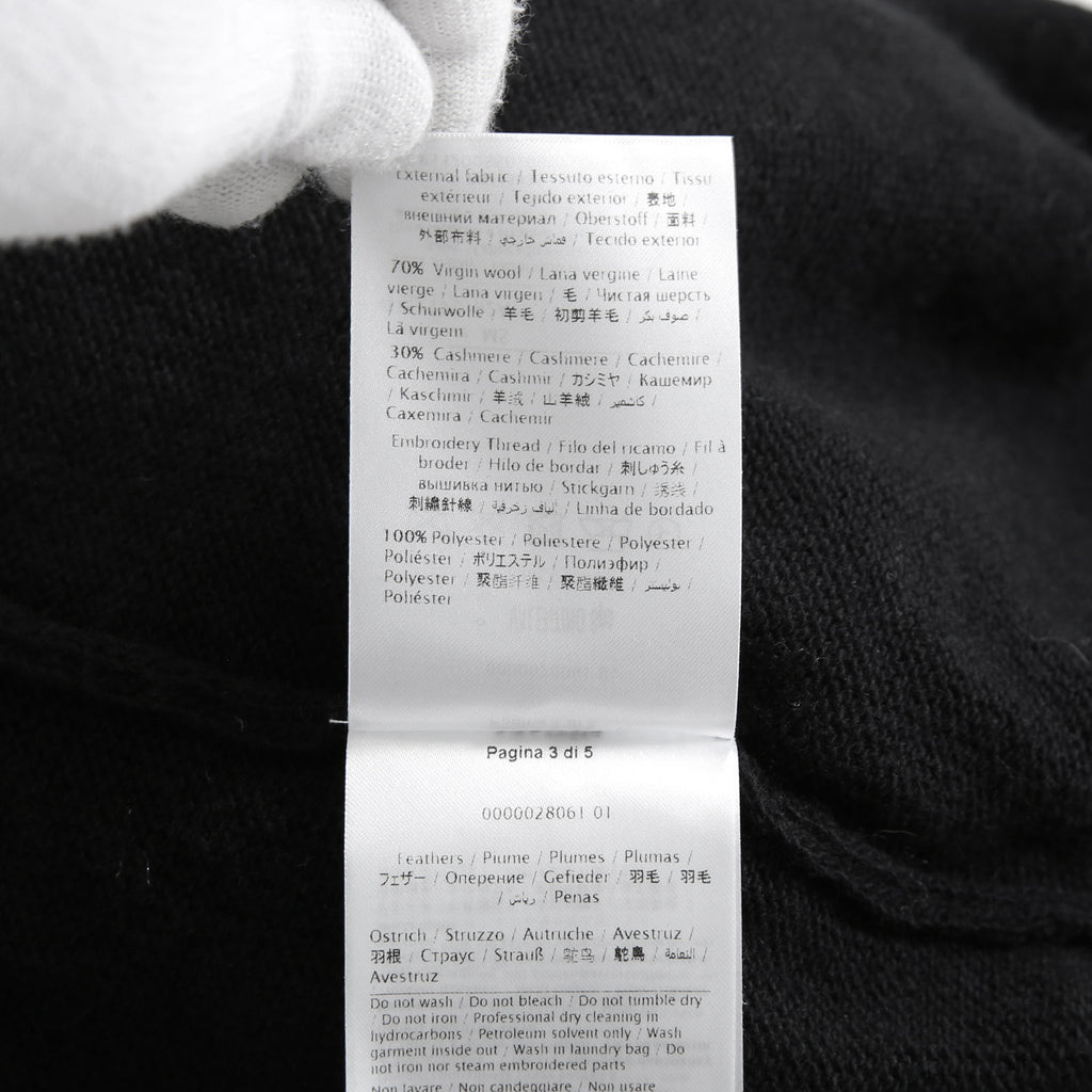 VALENTINO GARAVANI ヴァレンティノ / 美品 ウールカシミア フェザー スリーブ 長袖ニット / QB2KC090435 / size MS (BLACK)