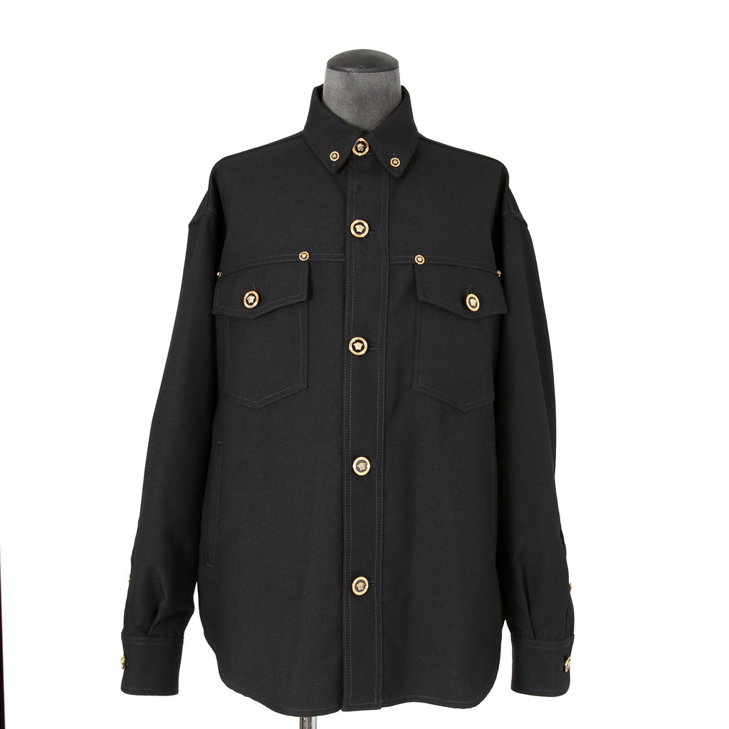 極美品 VERSACE ヴェルサーチ / 24AW メデューサ ロゴ ボタン / ウール トラッカー ジャケット / 1004062 / size 46 (BLACK)