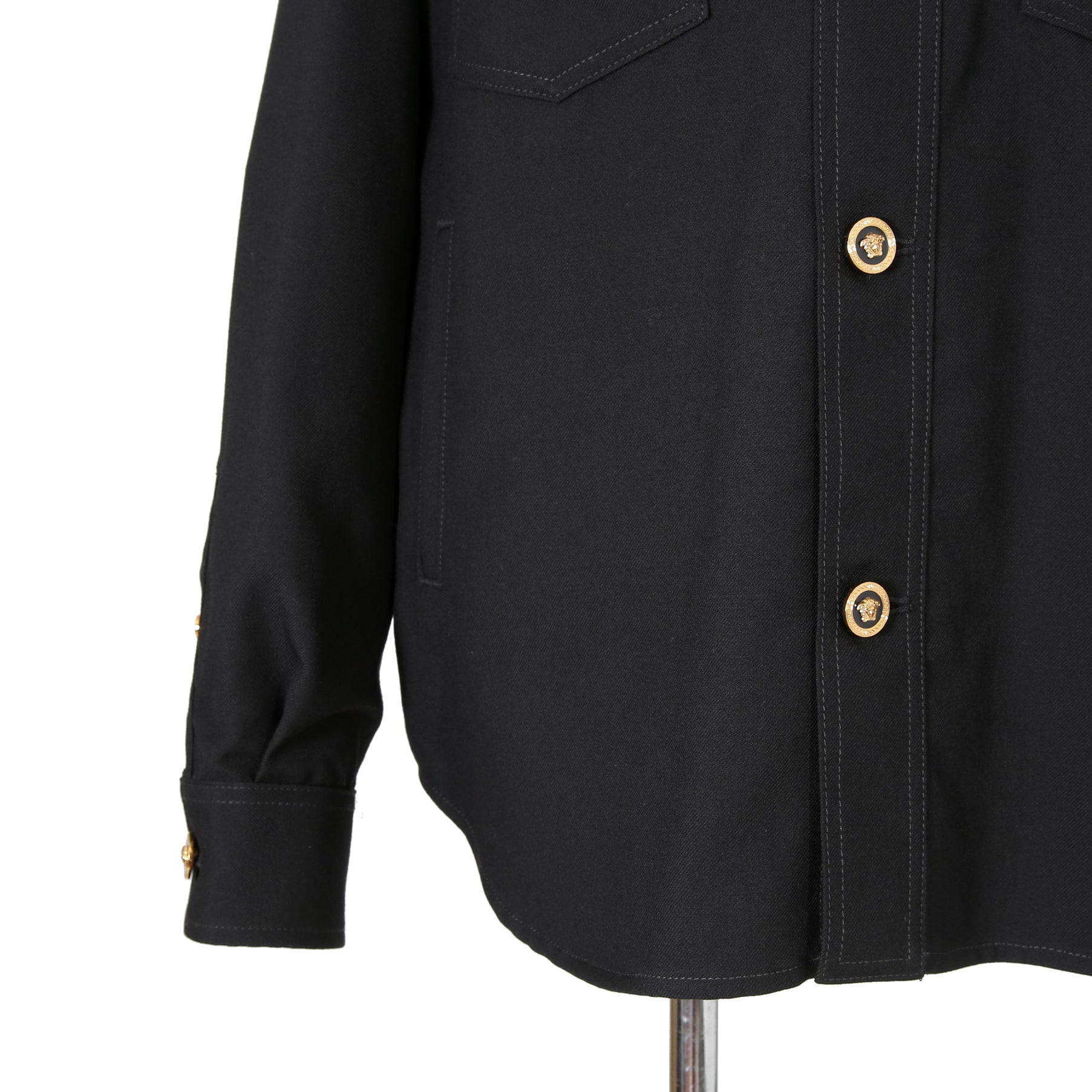 極美品 VERSACE ヴェルサーチ / 24AW メデューサ ロゴ ボタン / ウール トラッカー ジャケット / 1004062 / size 46 (BLACK)