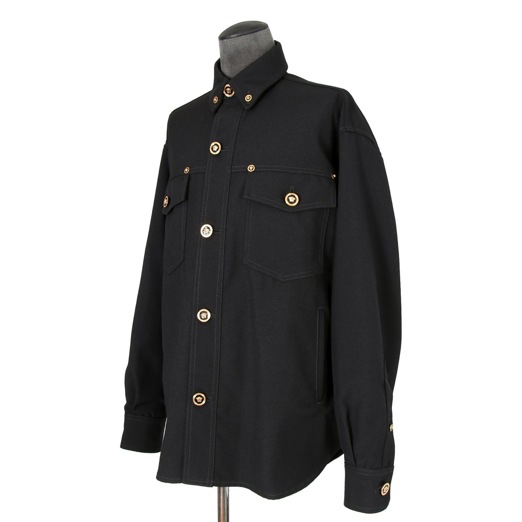 極美品 VERSACE ヴェルサーチ / 24AW メデューサ ロゴ ボタン / ウール トラッカー ジャケット / 1004062 / size 46 (BLACK)