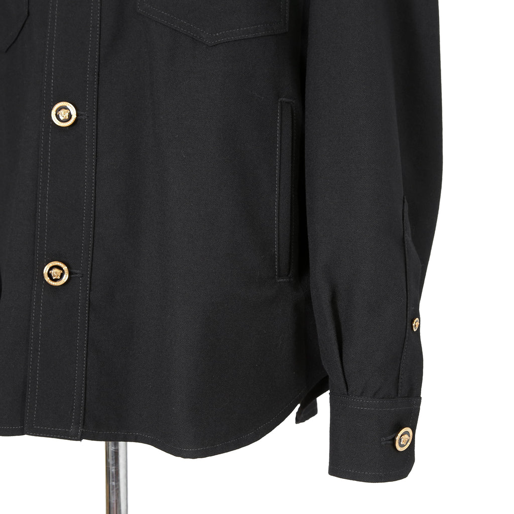 極美品 VERSACE ヴェルサーチ / 24AW メデューサ ロゴ ボタン / ウール トラッカー ジャケット / 1004062 / size 46 (BLACK)