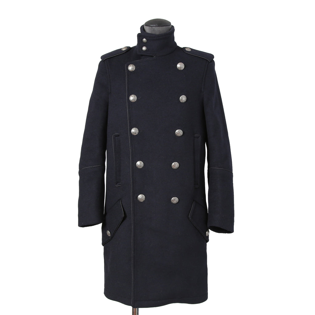 DIESEL ディーゼル ブラックゴールド / 美品 ウール ナポレオンコート / コンチョボタン / size 46 (NAVY)