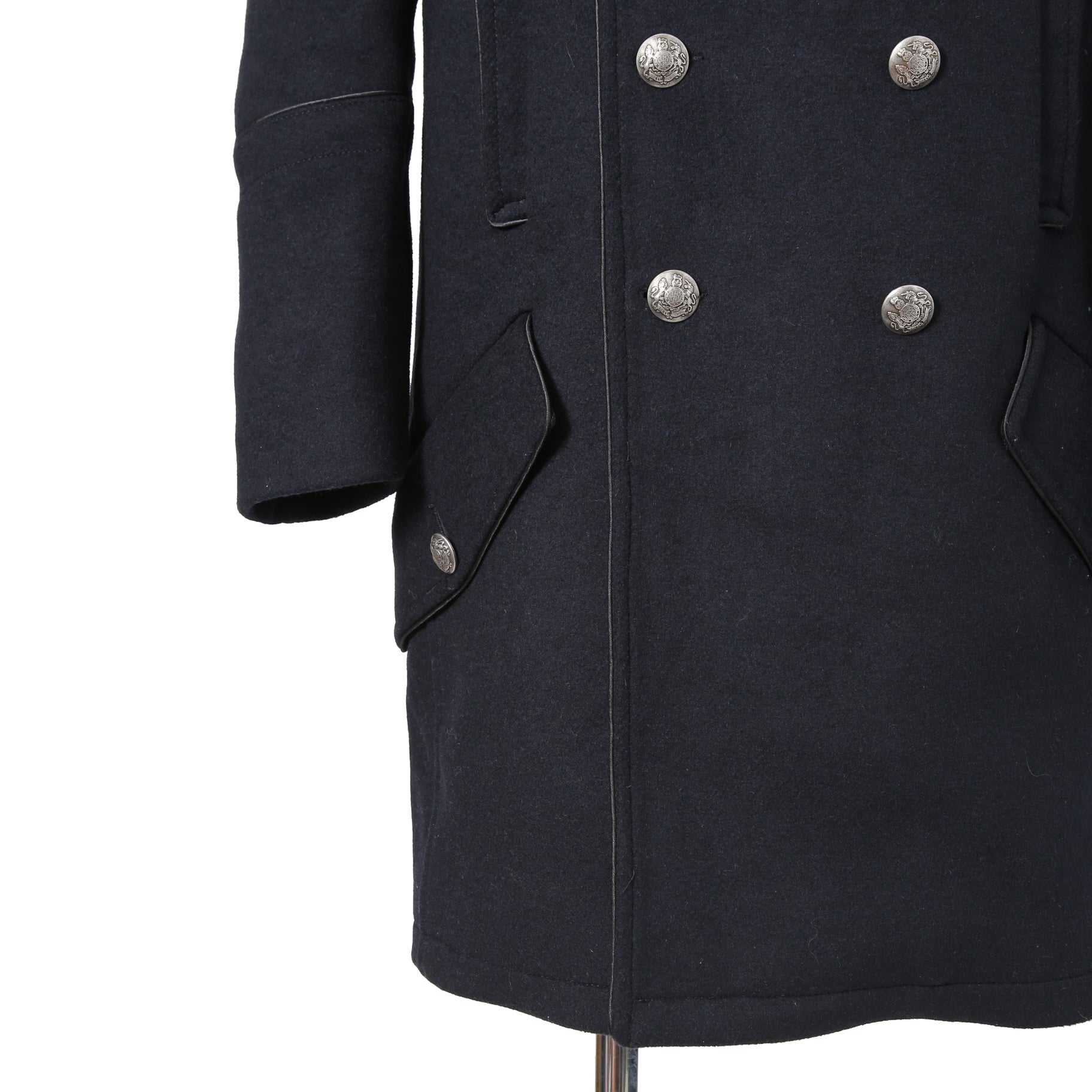 DIESEL ディーゼル ブラックゴールド / 美品 ウール ナポレオンコート / コンチョボタン / size 46 (NAVY)