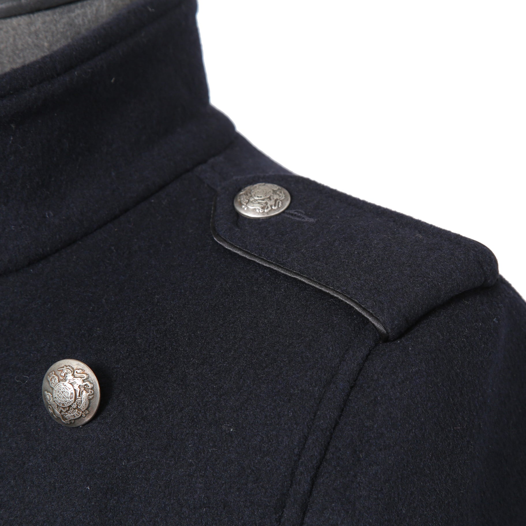 DIESEL ディーゼル ブラックゴールド / 美品 ウール ナポレオンコート / コンチョボタン / size 46 (NAVY)