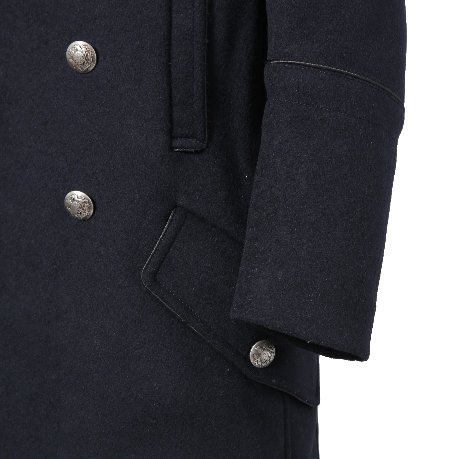 DIESEL ディーゼル ブラックゴールド / 美品 ウール ナポレオンコート / コンチョボタン / size 46 (NAVY)