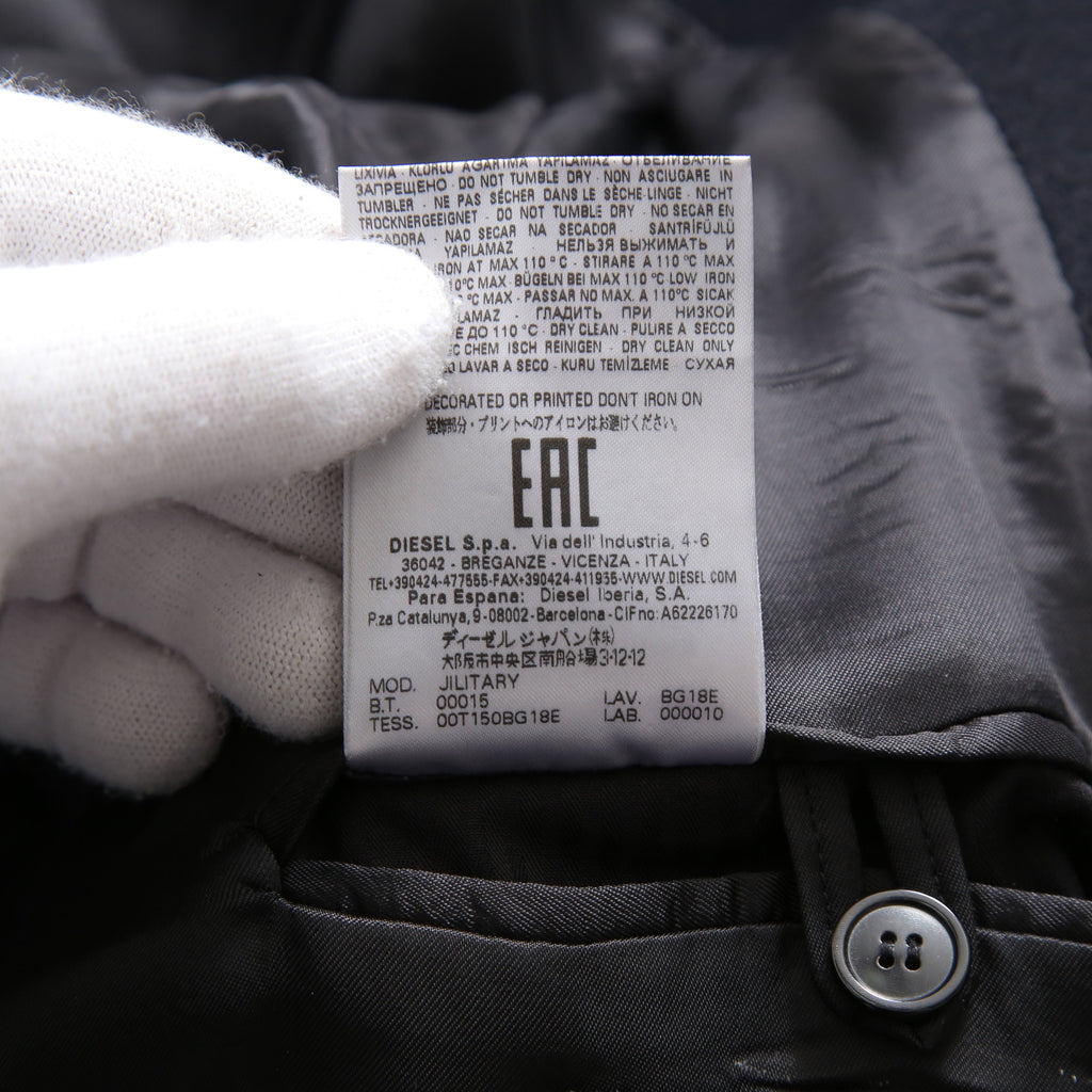 DIESEL ディーゼル ブラックゴールド / 美品 ウール ナポレオンコート / コンチョボタン / size 46 (NAVY)