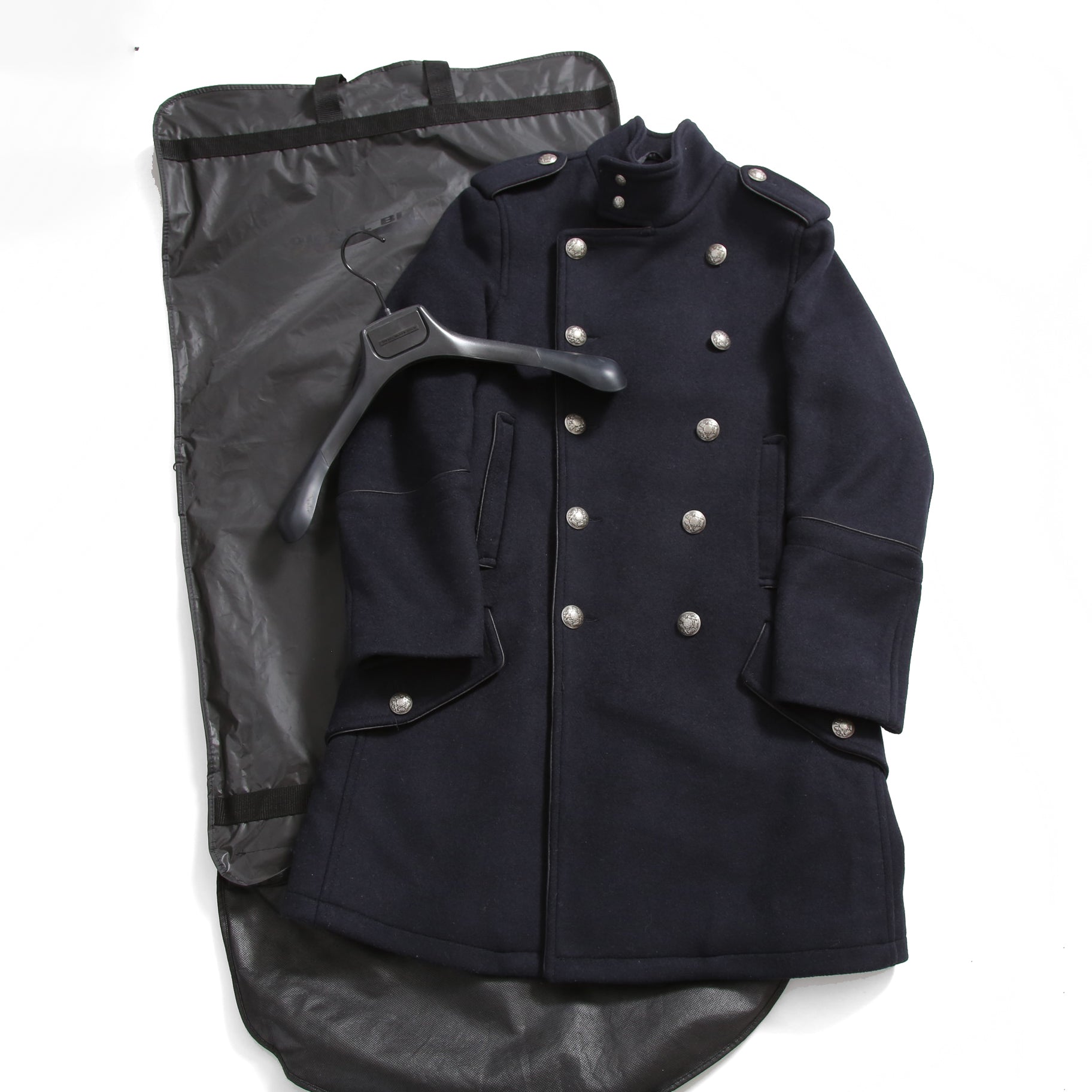 DIESEL ディーゼル ブラックゴールド / 美品 ウール ナポレオンコート / コンチョボタン / size 46 (NAVY)