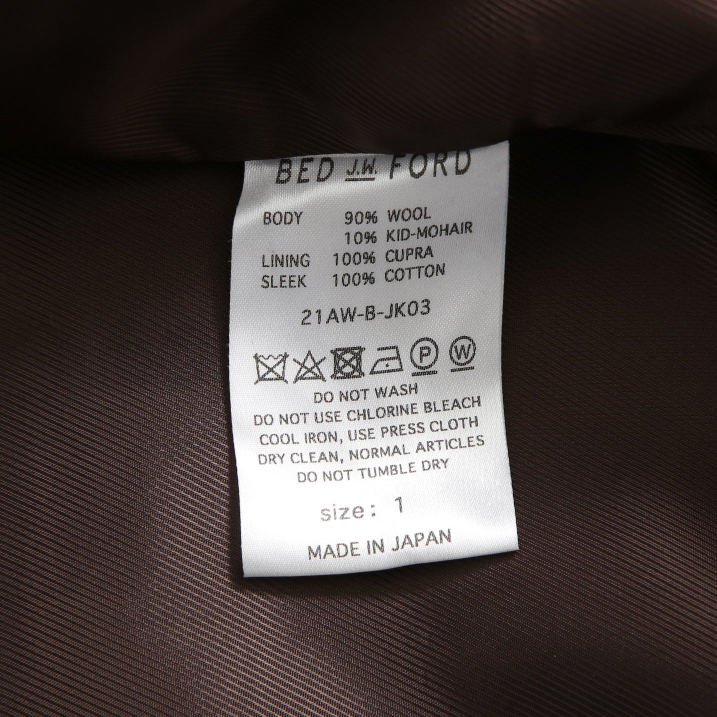 BED J.W. FORD ベッド フォード / 21AW 美品 Team JKT / ブレザー / 21AW-B-JK03 / size 1 (BLACK)