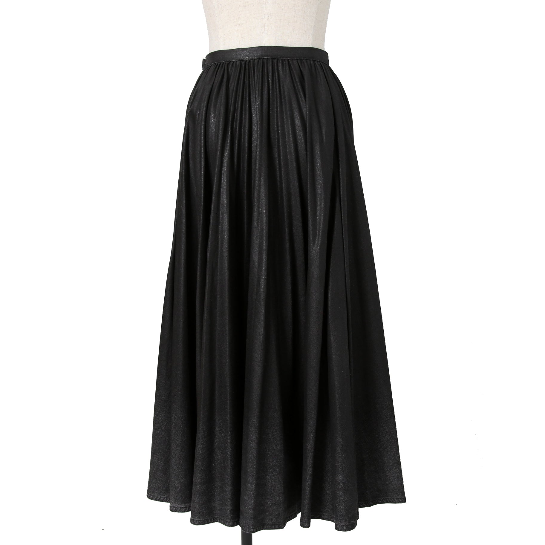 Christian Dior ディオール / 21年 コーティング デニム プリーツ ミディスカート / ボトムス / 142J04A3399 / size 38 (BLACK)