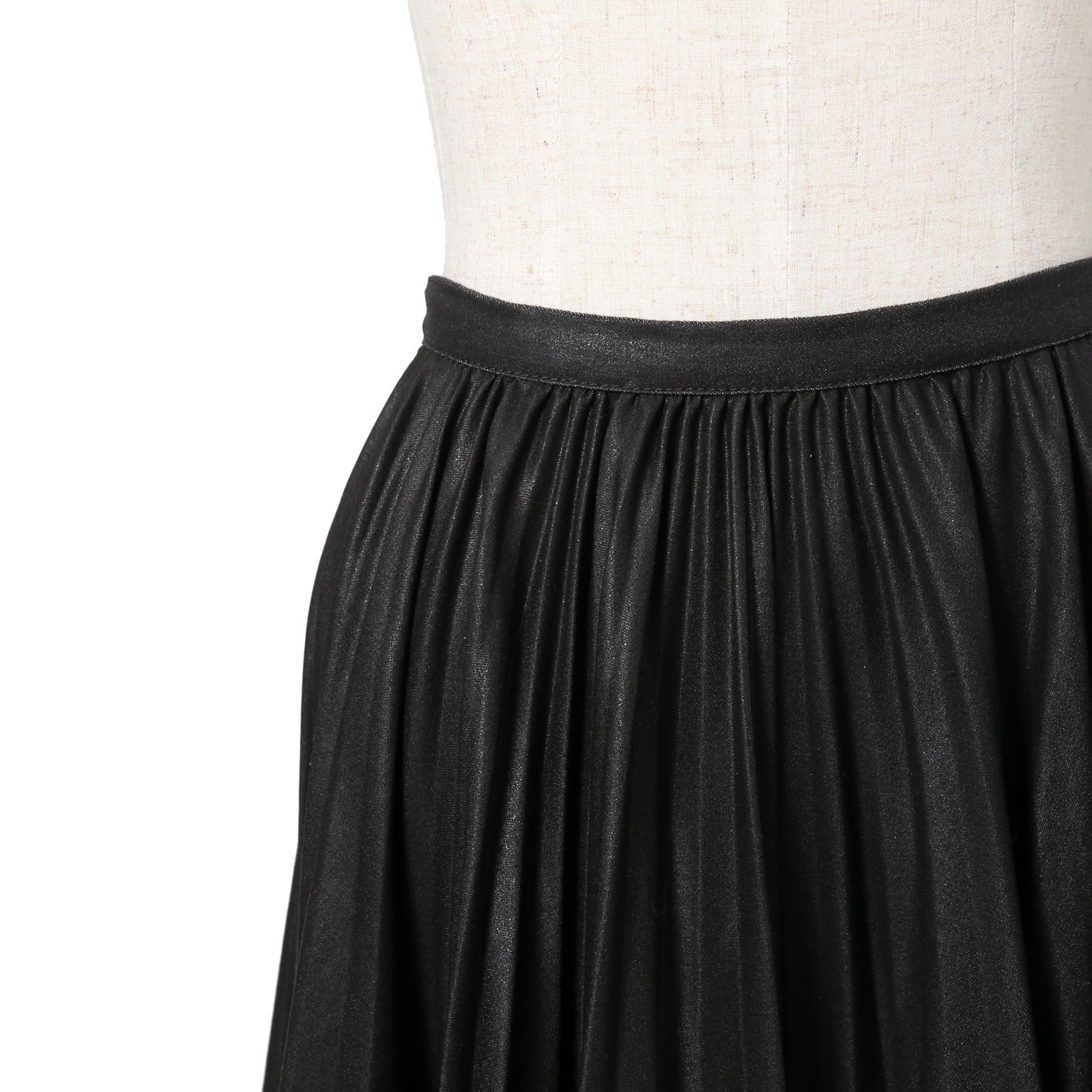 Christian Dior ディオール / 21年 コーティング デニム プリーツ ミディスカート / ボトムス / 142J04A3399 / size 38 (BLACK)